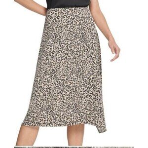 DKNY Womens tan Leopard Cheetah print skirt size 12 knee length animal print